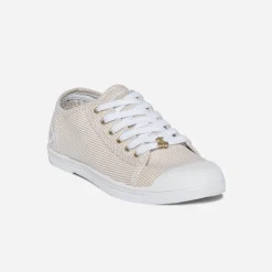 Le Temps des Cerises Baskets^Tennis beige rayée blanc et argent OR