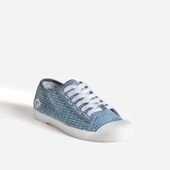 Le Temps des Cerises Baskets^Tennis marine à fleurs BLEU
