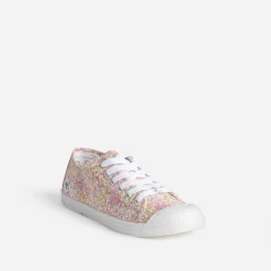 Le Temps des Cerises Baskets^Tennis blanche toile fleurie MULTICOLORE