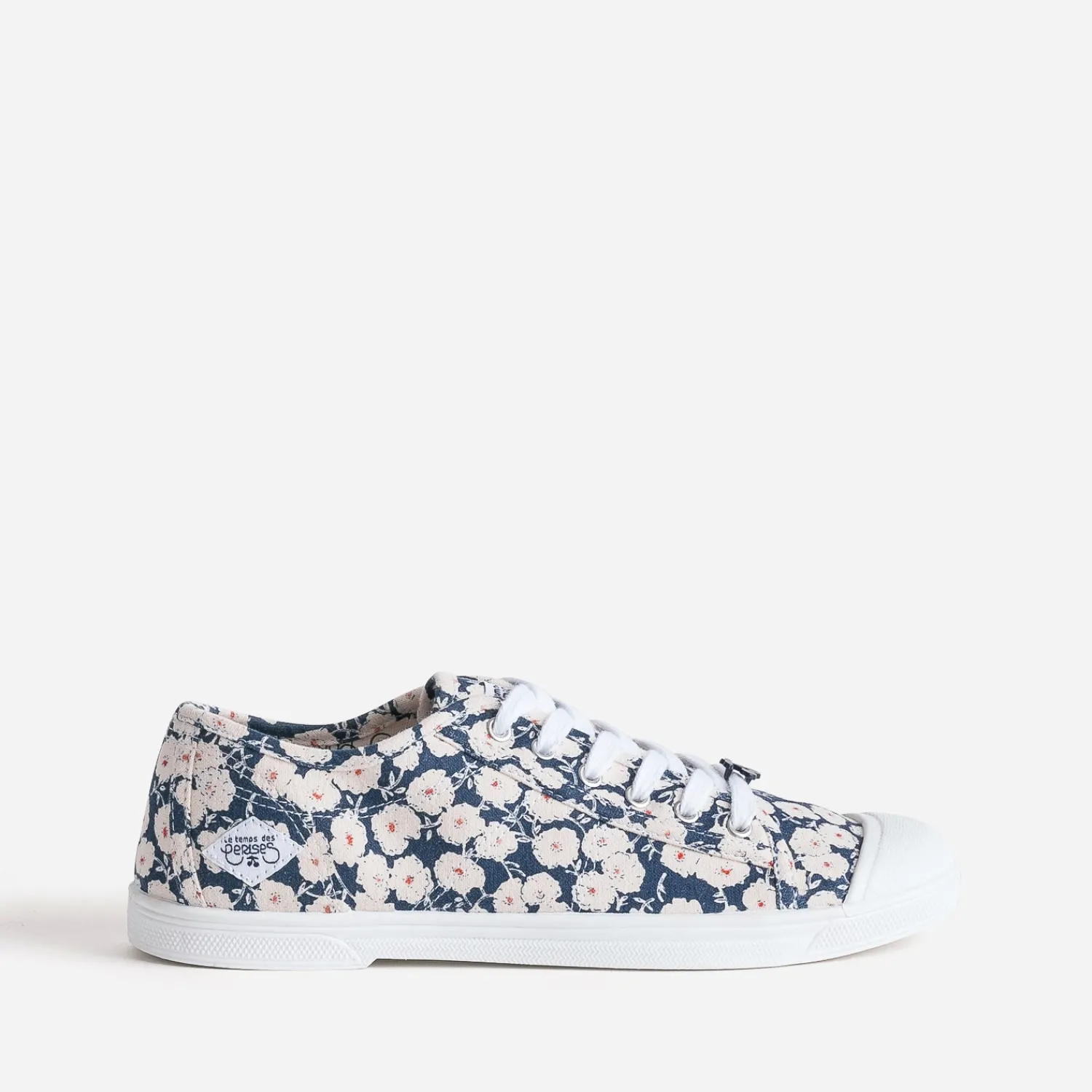 Le Temps des Cerises Baskets^Tennis en toile imprimée fleurs MARINE