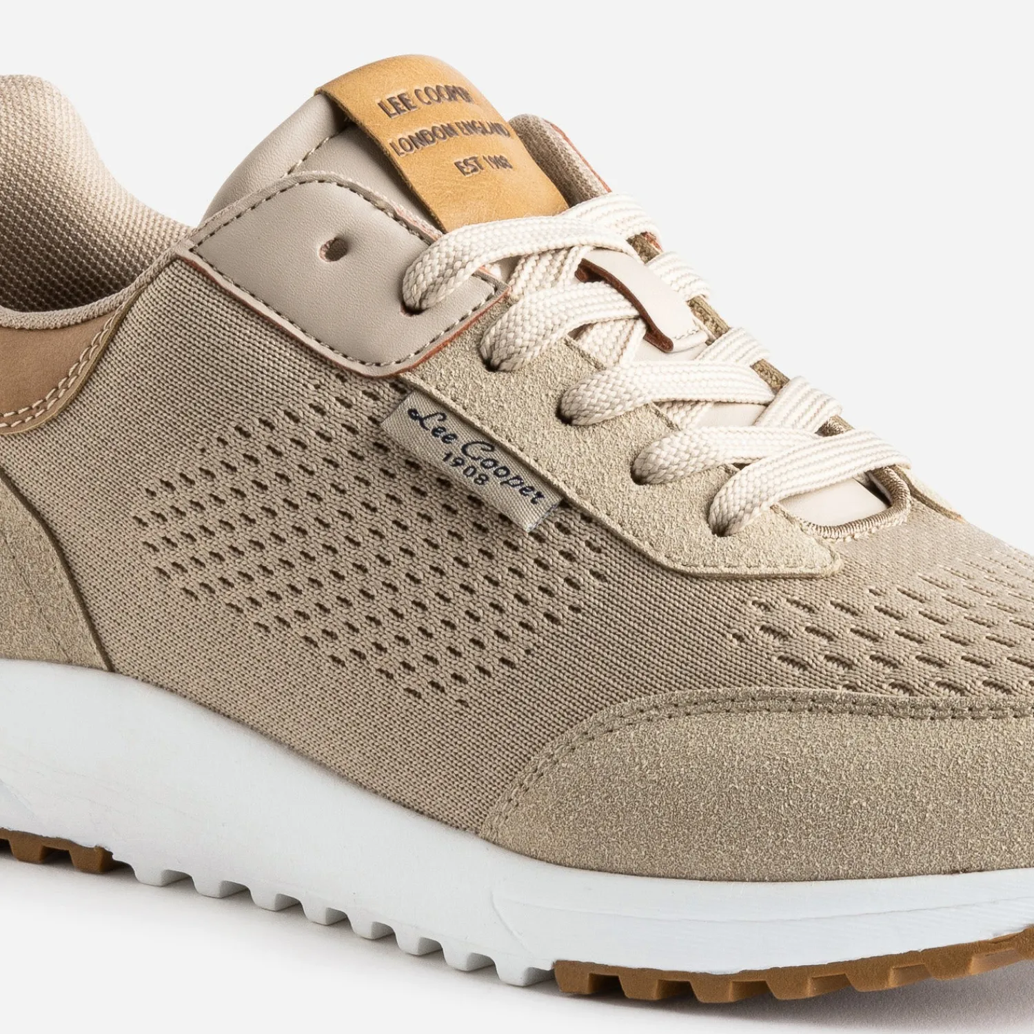 Lee Cooper Baskets/Tennis^Tennis beige en mesh détails camel TAUPE