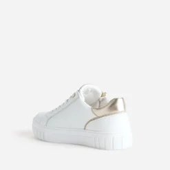 Marco Tozzi Baskets^Tennis he et dorée motifs ajourés BLANC