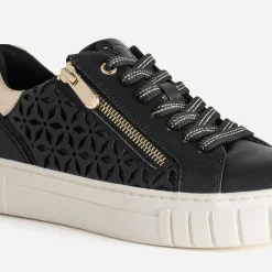 Marco Tozzi Baskets^Tennis e décor motifs ajourés NOIR