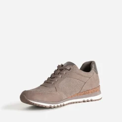 Marco Tozzi Baskets^Tennis taupe suédée perforée MARRON