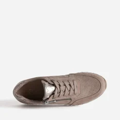 Marco Tozzi Baskets^Tennis taupe suédée perforée MARRON