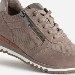 Marco Tozzi Baskets^Tennis taupe suédée perforée MARRON