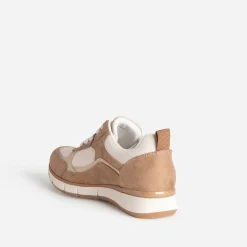 Eram Baskets^Tennis marron, beige et doré semelle amovible CAMEL
