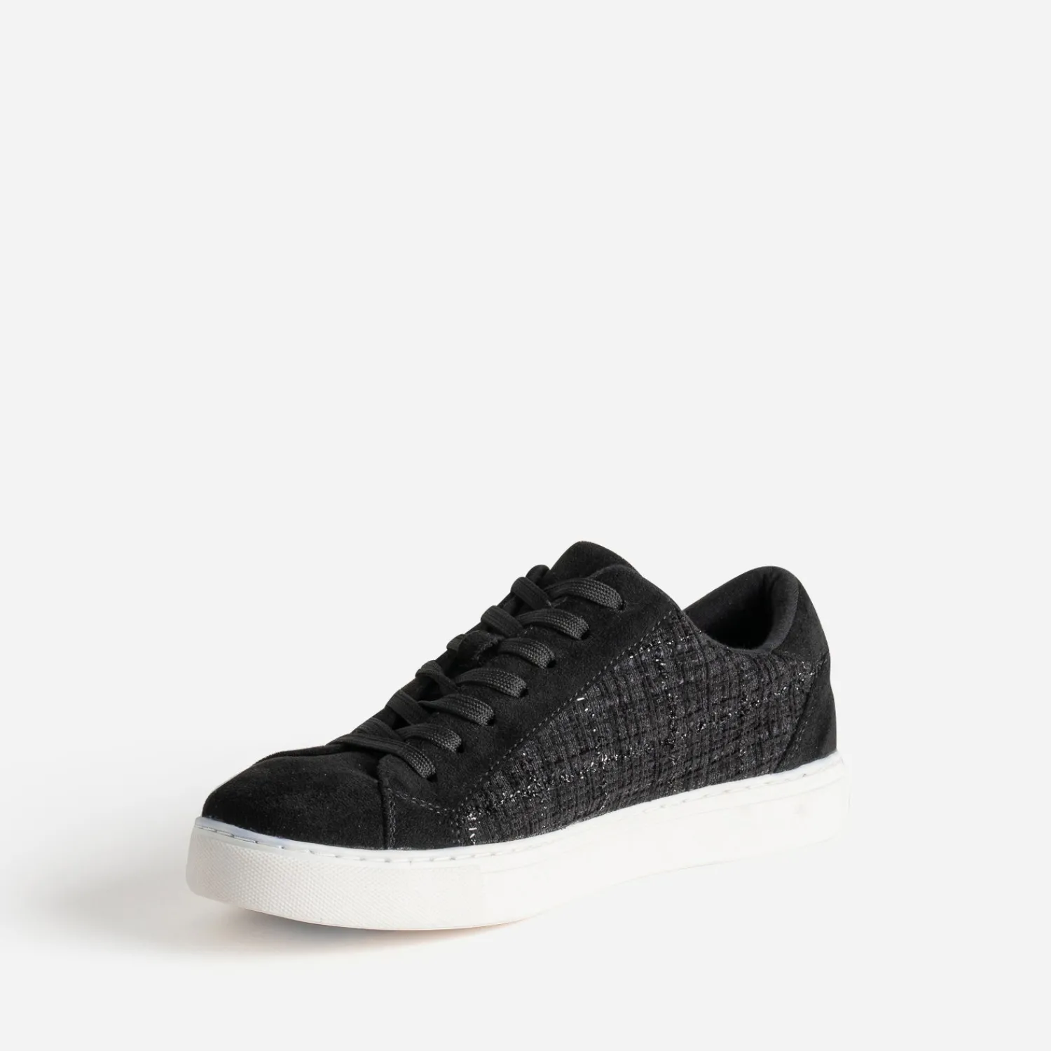Eram Baskets^Tennis e textile motif carreaux pailletés NOIR