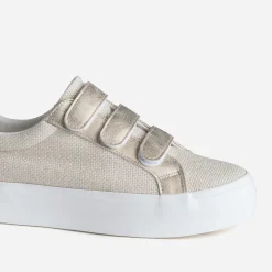 Texto Baskets^Tennis platefme beige à scratchs dés OR