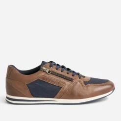 Redskins Baskets/Tennis^Tennis marron et marine en cuir et toile COGNAC