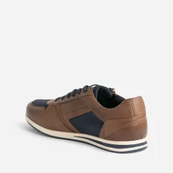 Redskins Baskets/Tennis^Tennis marron et marine en cuir et toile COGNAC