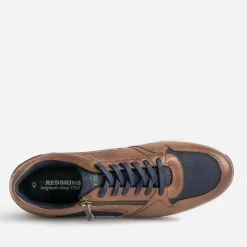 Redskins Baskets/Tennis^Tennis marron et marine en cuir et toile COGNAC