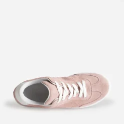 Eram Baskets^Tennis cuir velours ROSE