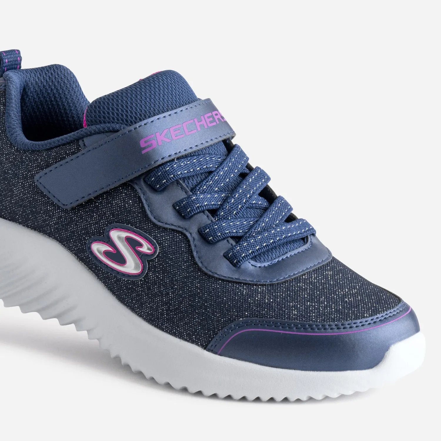 Skechers Baskets^Tennis bleu pailleté en mesh MARINE