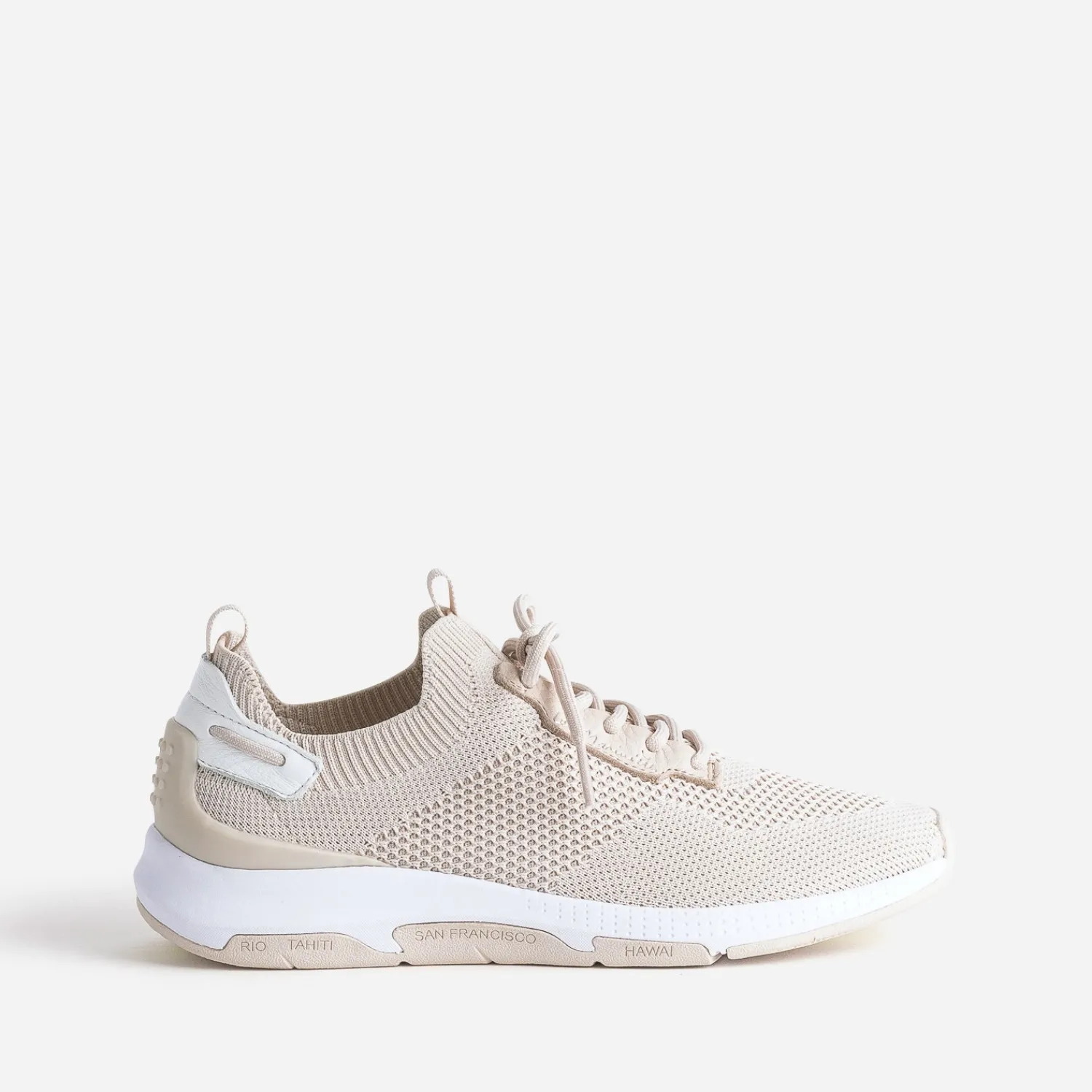 Tbs Baskets^Tennis beige effet tricoté BLANC
