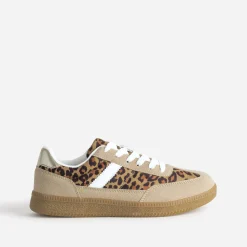 Texto Baskets^Tennis beige et motif léopard MARRON