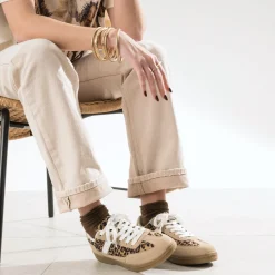 Texto Baskets^Tennis beige et motif léopard MARRON