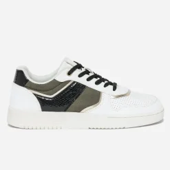 Texto Baskets^Tennis he, kaki, noire et dorée BLANC