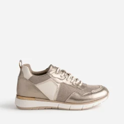 Texto Baskets^Tennis bronze, or et écrue multi matières METALISE