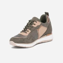 Texto Baskets^Tennis kaki et beige mix matière VERT