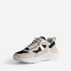Texto Baskets^Tennis e, beige, blanche et dorée NOIR