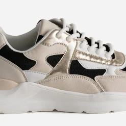 Texto Baskets^Tennis e, beige, blanche et dorée NOIR
