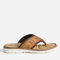 Eram Nu-Pieds/Sandales^Tong camel en cuir COGNAC