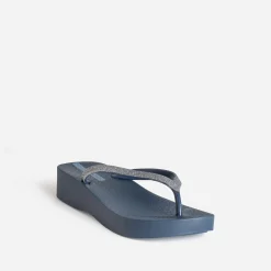 IPANEMA Mules/Tongs^Tong bleue plateforme et brides pailletées MARINE