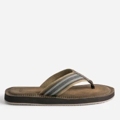 Eram Nu-Pieds/Sandales^Tong avec brides textile brodées MARRON