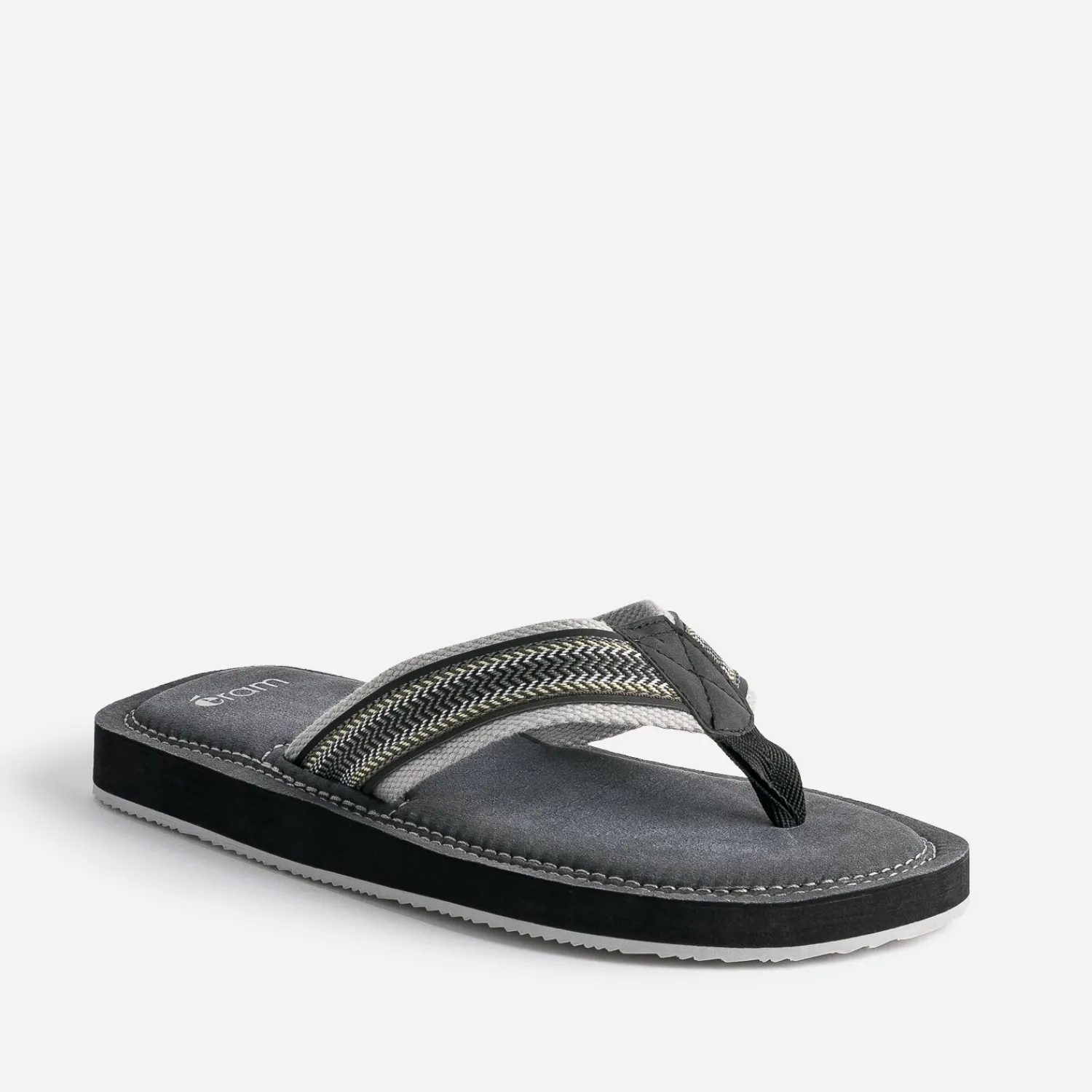 Eram Nu-Pieds/Sandales^Tong e avec brides textile brodées NOIR
