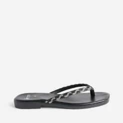 Texto Mules/Tongs^Tong e à brides strassées NOIR