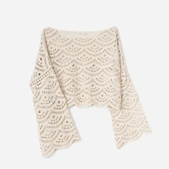 Texto T-Shirts^Top écru en macramé BEIGE