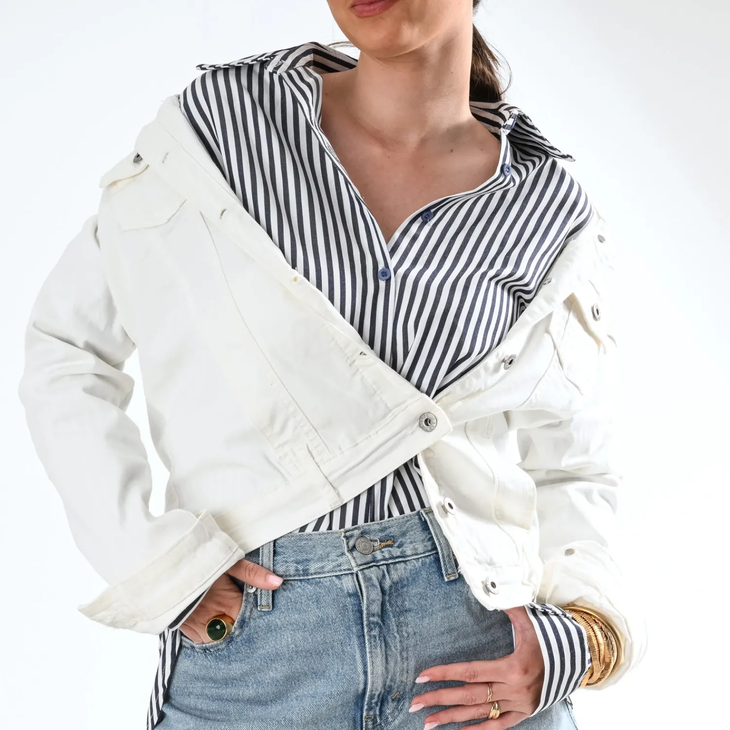 Texto Vestes & Gilets^Veste he en jean BLANC