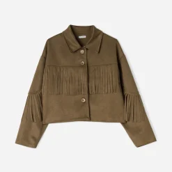Texto Vestes & Gilets^Veste marron effet suédé à franges CAMEL