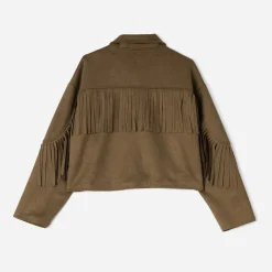 Texto Vestes & Gilets^Veste marron effet suédé à franges CAMEL