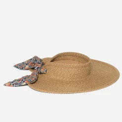 Eram Chapeaux, Bonnets & Casquettes^Visière TEXTO en papier avec ruban imprimé BEIGE